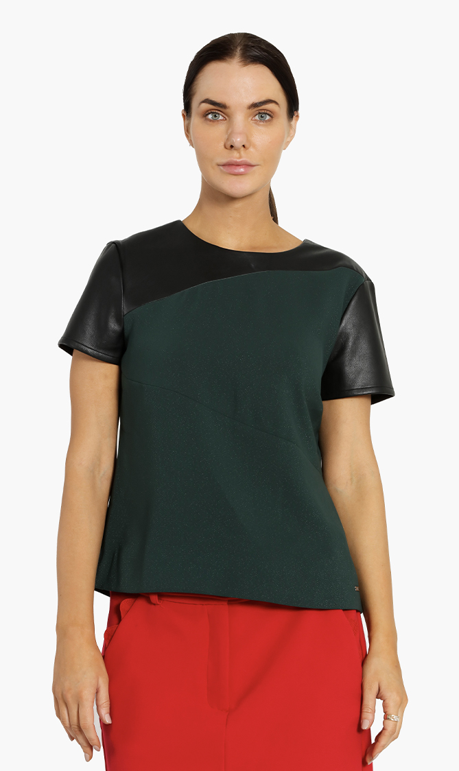 

Emporio Armani Leather Sleeves Blouse