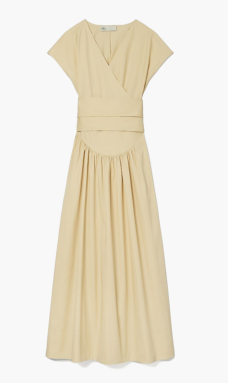 

Tory Burch Brown Cotton Poplin Wrap Dress for Women | The Deal Outlet
