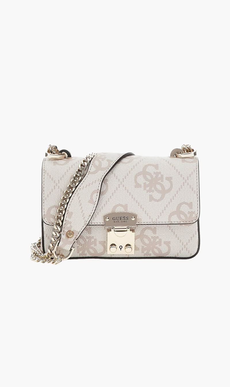 

Guess White Eliette Logo Mini Cvtbl X Flap for Women | The Deal Outlet