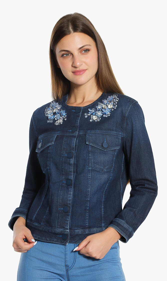 Daisy Embellished Jacket, Blue