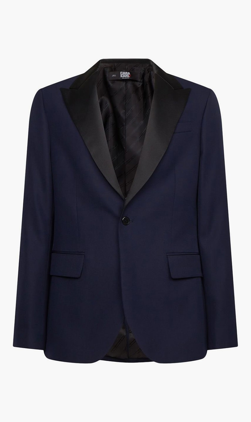 

Karl Lagerfeld Blue Karl Lagerfeld X Cara Delevingne Single Breasted Tuxedo Blazer for Men | The Deal Outlet