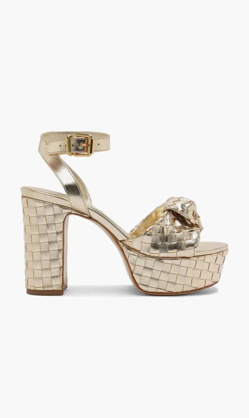 

Schutz Gold Kareena Knot Platform Sandals for Women | The Deal Outlet