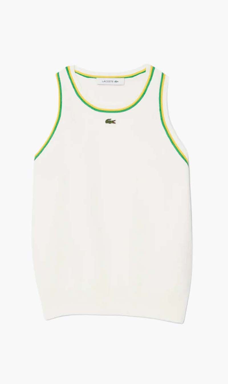 

Lacoste White Cotton Jersey Sleeveless Top for Women