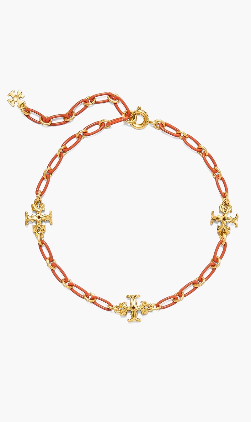 

Tory Burch Pink Roxanne Delicate Chain Bracelet for Women | The Deal Outlet
