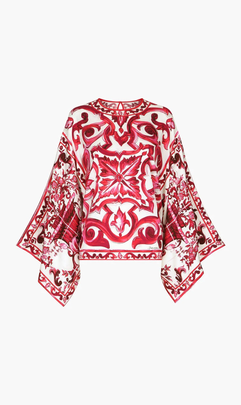 

Dolce & Gabbana Pink Majolica Print Charmeuse Blouse for Women | The Deal Outlet