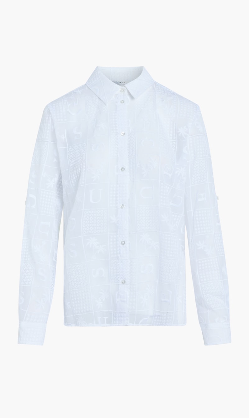 

Ls Embro Vivienne Sh - Logo Dama Crinkle Chiffon, White