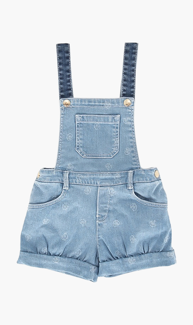 

Printed Denim Dungarees, Blue