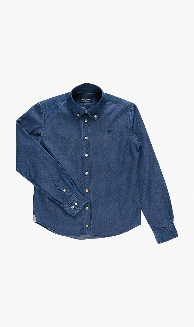 

Hackett London Polka Dot Denim Long Sleeve Shirt