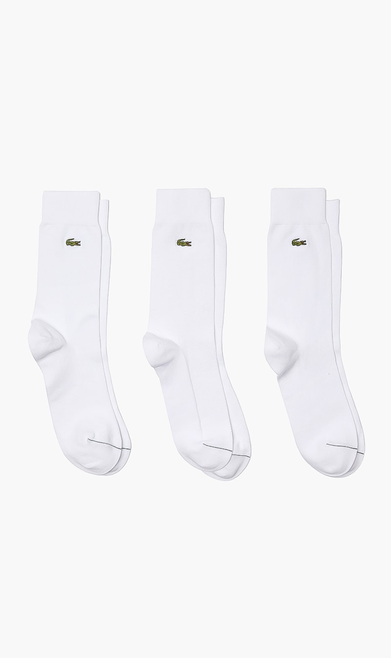 

Lacoste White Ribbed Cotton High Socks for Men | The Deal Outlet