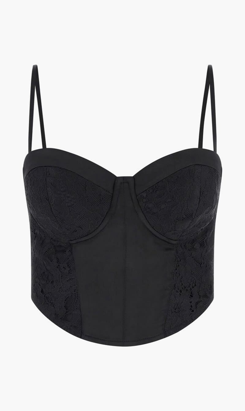 

Guess Black Lace Bustier Top for Women | The Deal Outlet