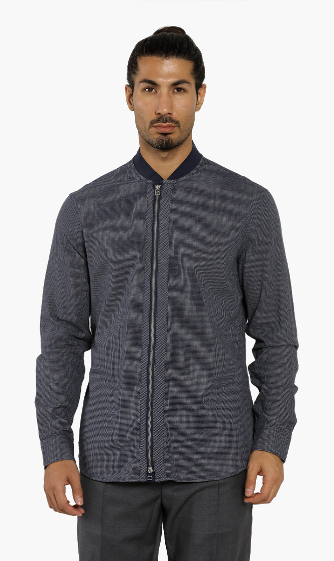 

Emporio Armani Regular Fit Asymmetrical Grid Print Jacket