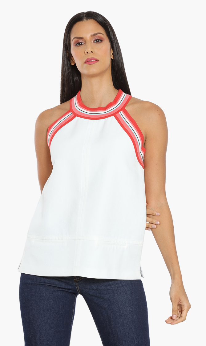 

Longchamp Striped Trim Sleeveless Top