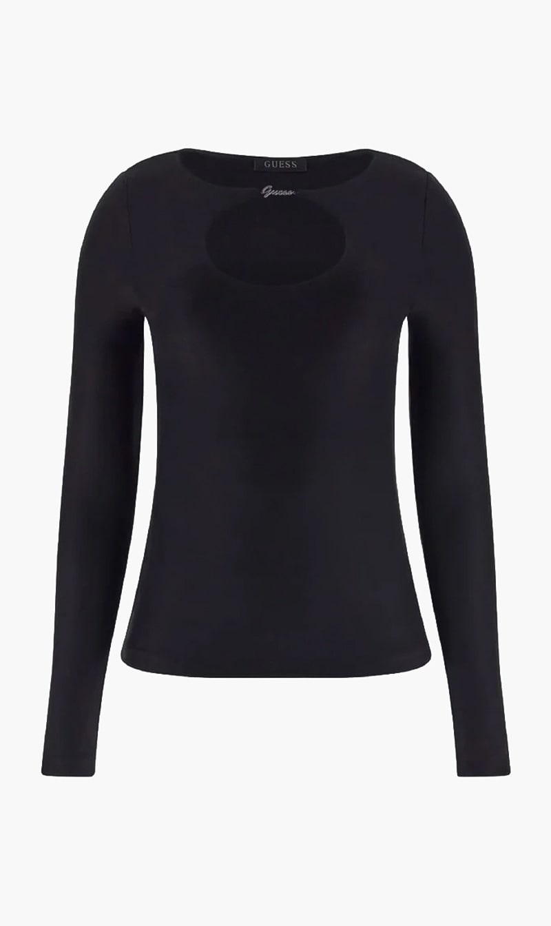 Guess Black Cut Out Stretch Top for Women