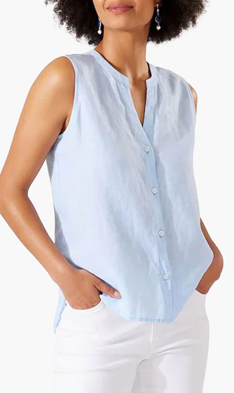 Blue Tommy Bahama Pink Coastalina Sleeveless Linen Top for Women