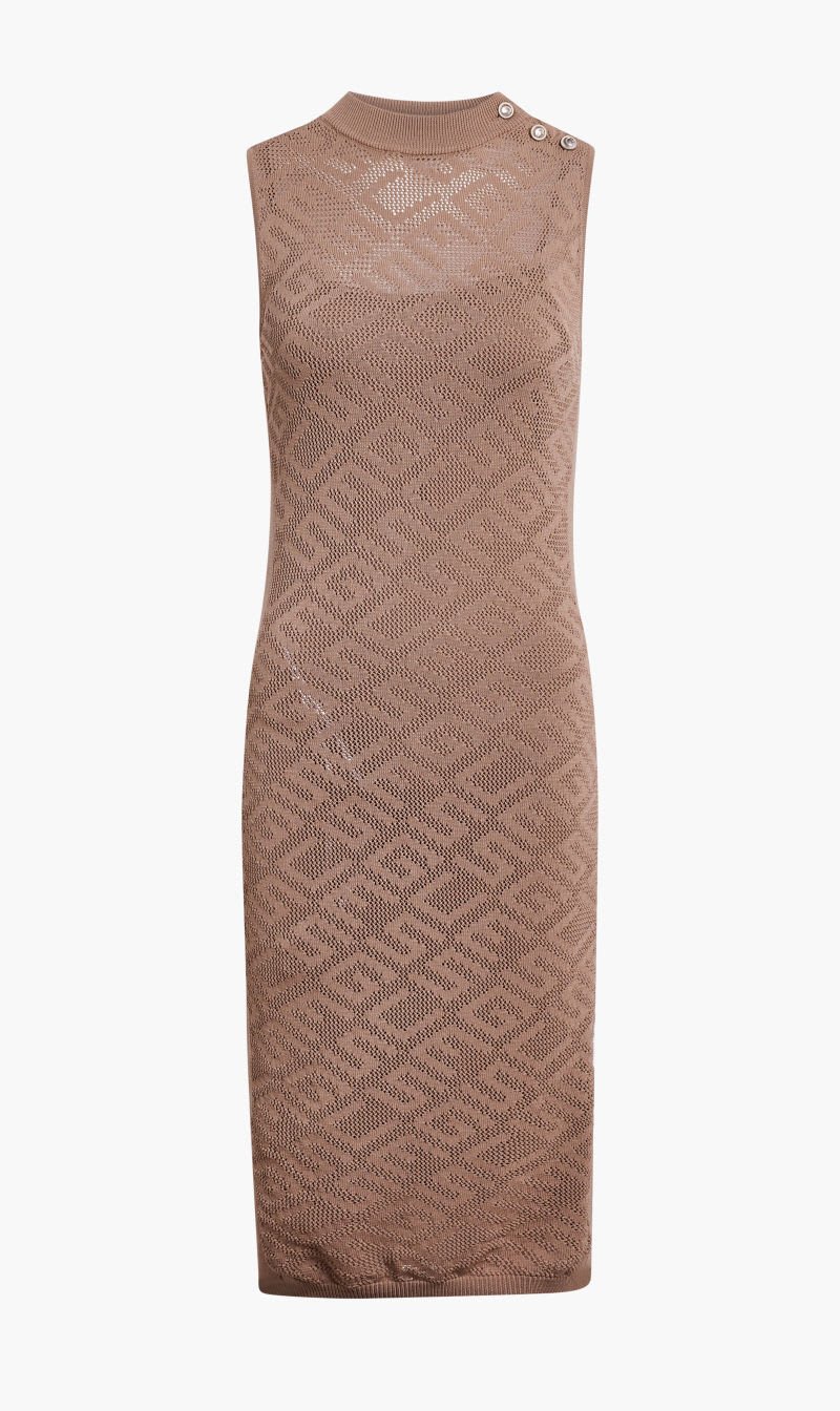 

Guess Beige Sl Paula All Over G Logo Dress for Women | The Deal Outlet