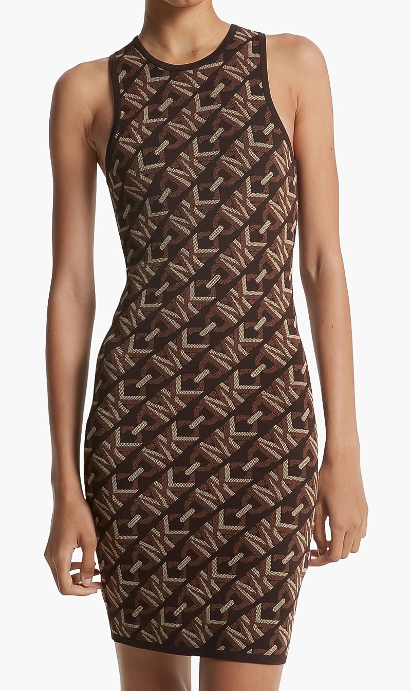 

Michael Kors Brown Eco Mk Dot Empr Logo Drs for Women | The Deal Outlet