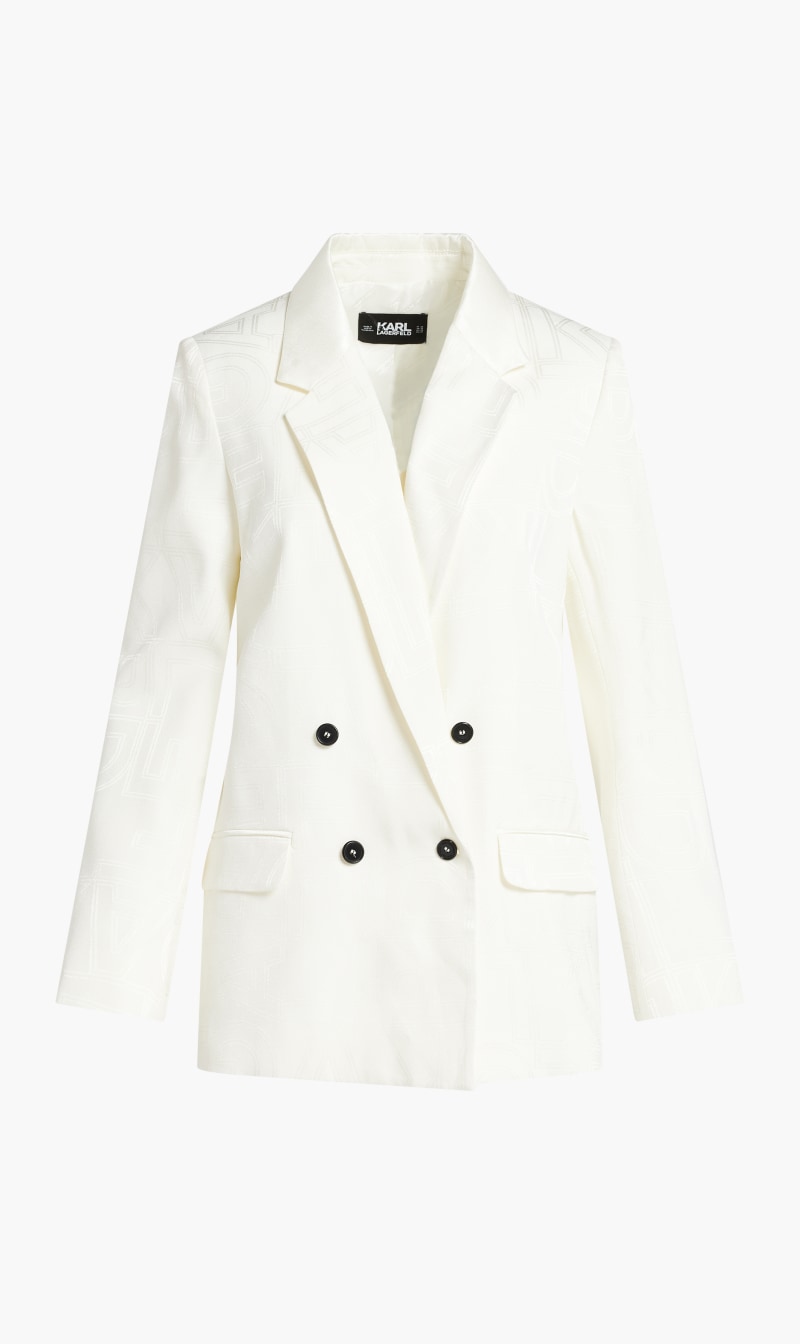 

Karl Lagerfeld White Logo Tailored Blazer for Women | The Deal Outlet