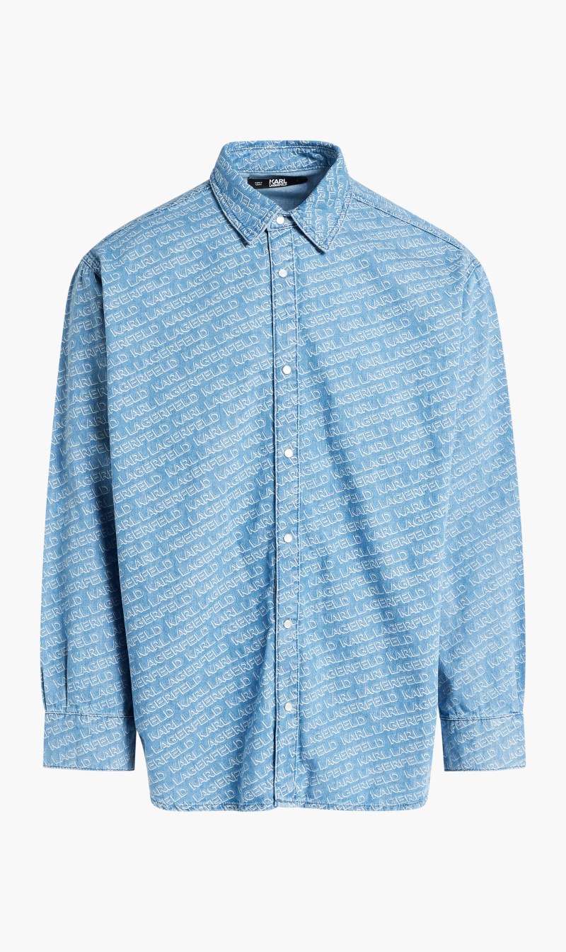 

Karl lagerfeld diagonal aop denim shirt | the deal outlet, Blue
