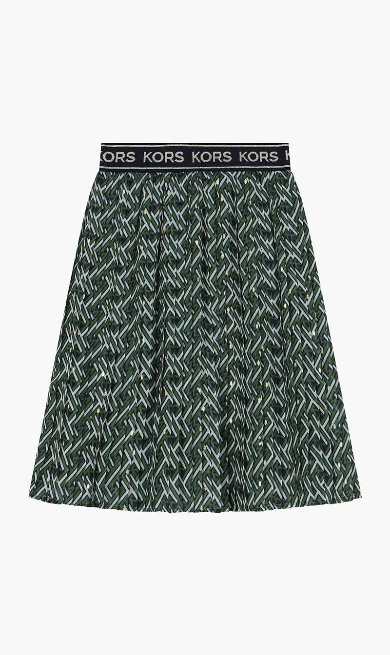 

Michael Kors Brown Logo Pleated Skirt for Girls | The Deal Outlet
