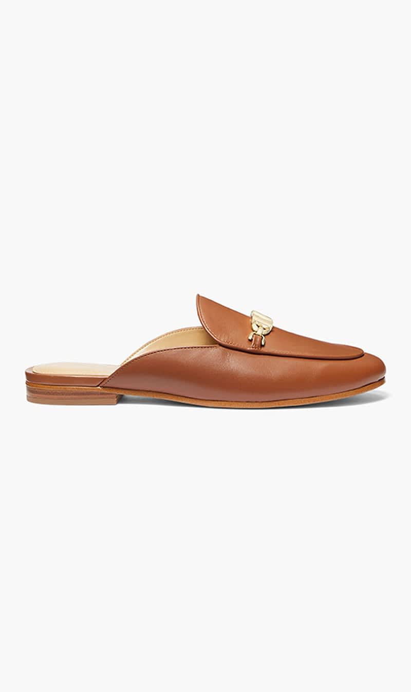 

Michael Kors Brown Tiffanie Leather Mule for Women | The Deal Outlet