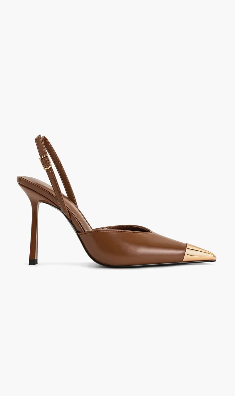 

Jw Pei Brown Savannah Gold Tipped Slingback Pumps for Women | The Deal Outlet