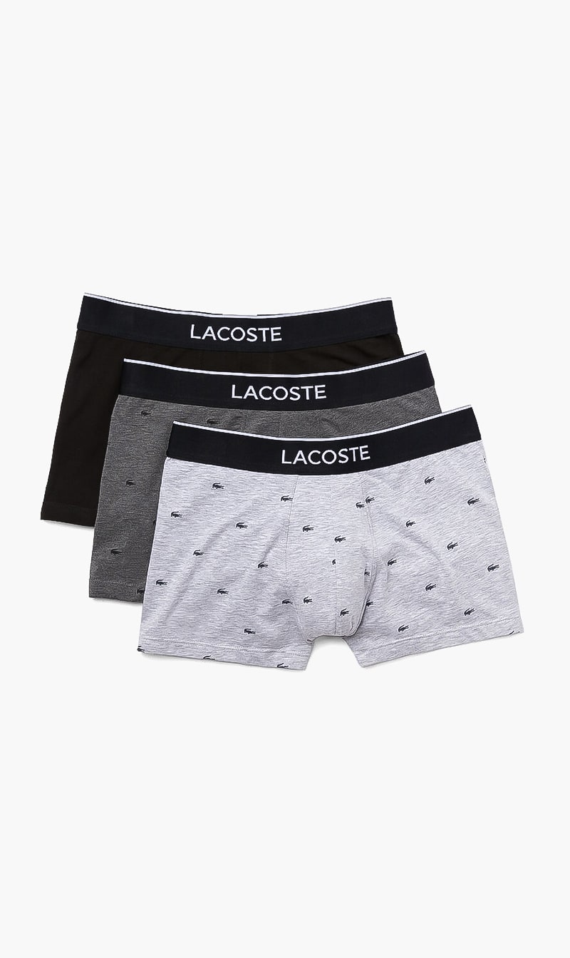 

Lacoste Black Logo Cotton Stretch Trunks Pack Of 3 for Men | The Deal Outlet