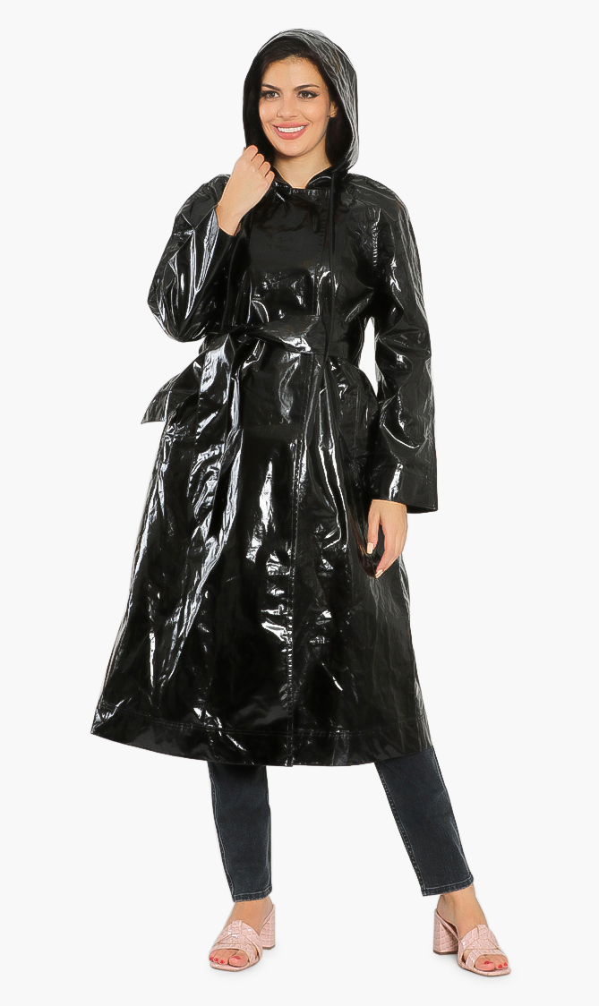 

Shiny Effect Long Trench Coat