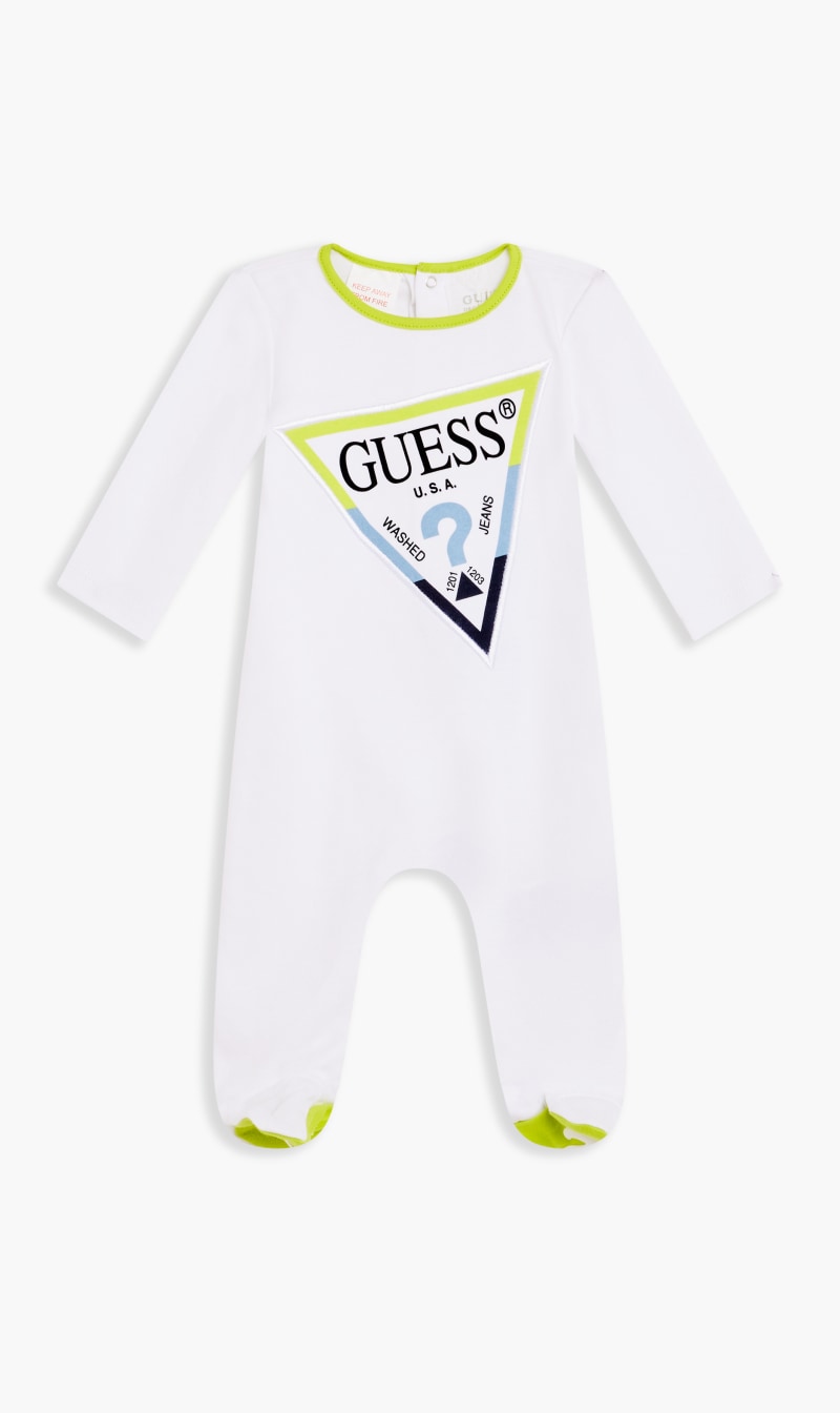 

Guess White Complete Interlock Overall Onesie | The Deal Outlet