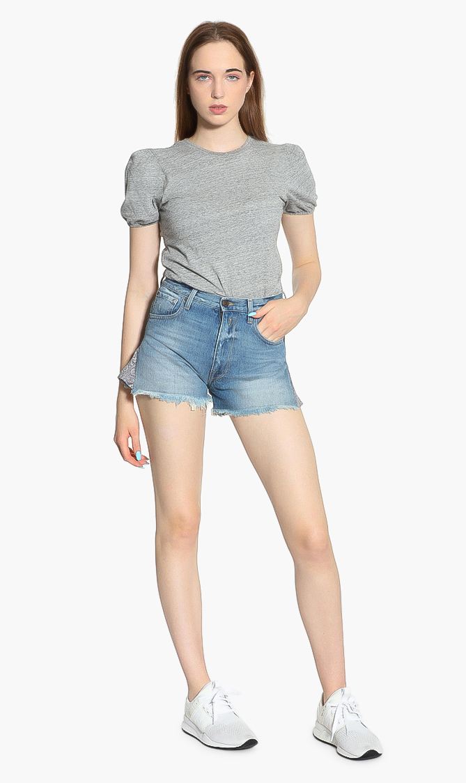 

Washed Denim Short, Blue
