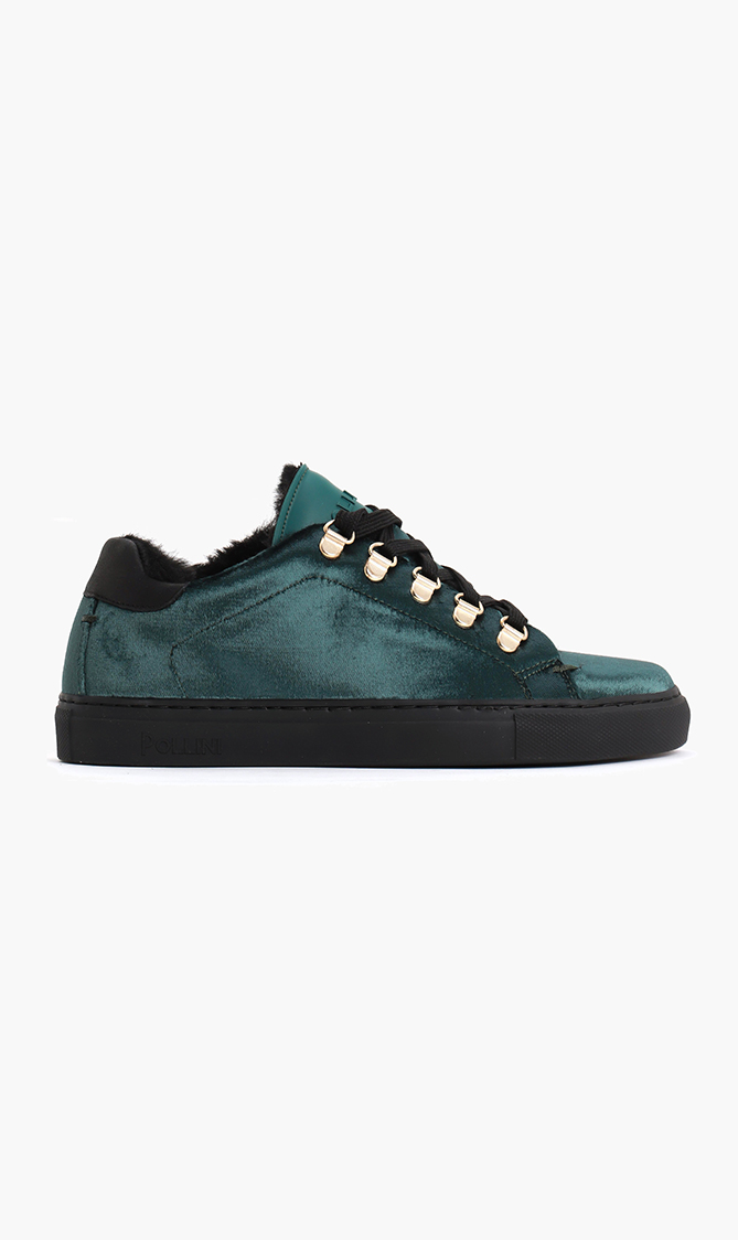 

Pollini Velvet Fur Trim Sneakers