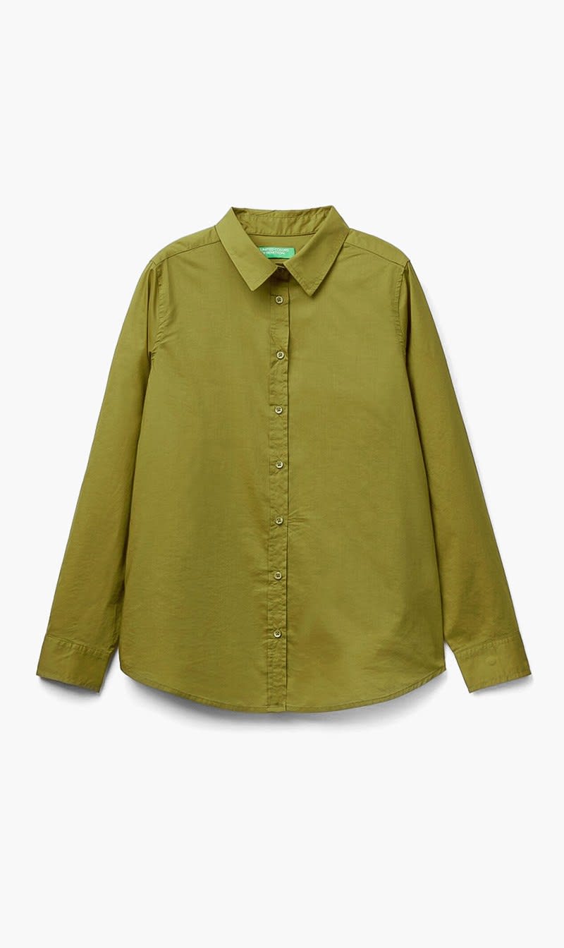 Green United Colors Of Benetton Blue Lightweight Cotton Shirt for Women