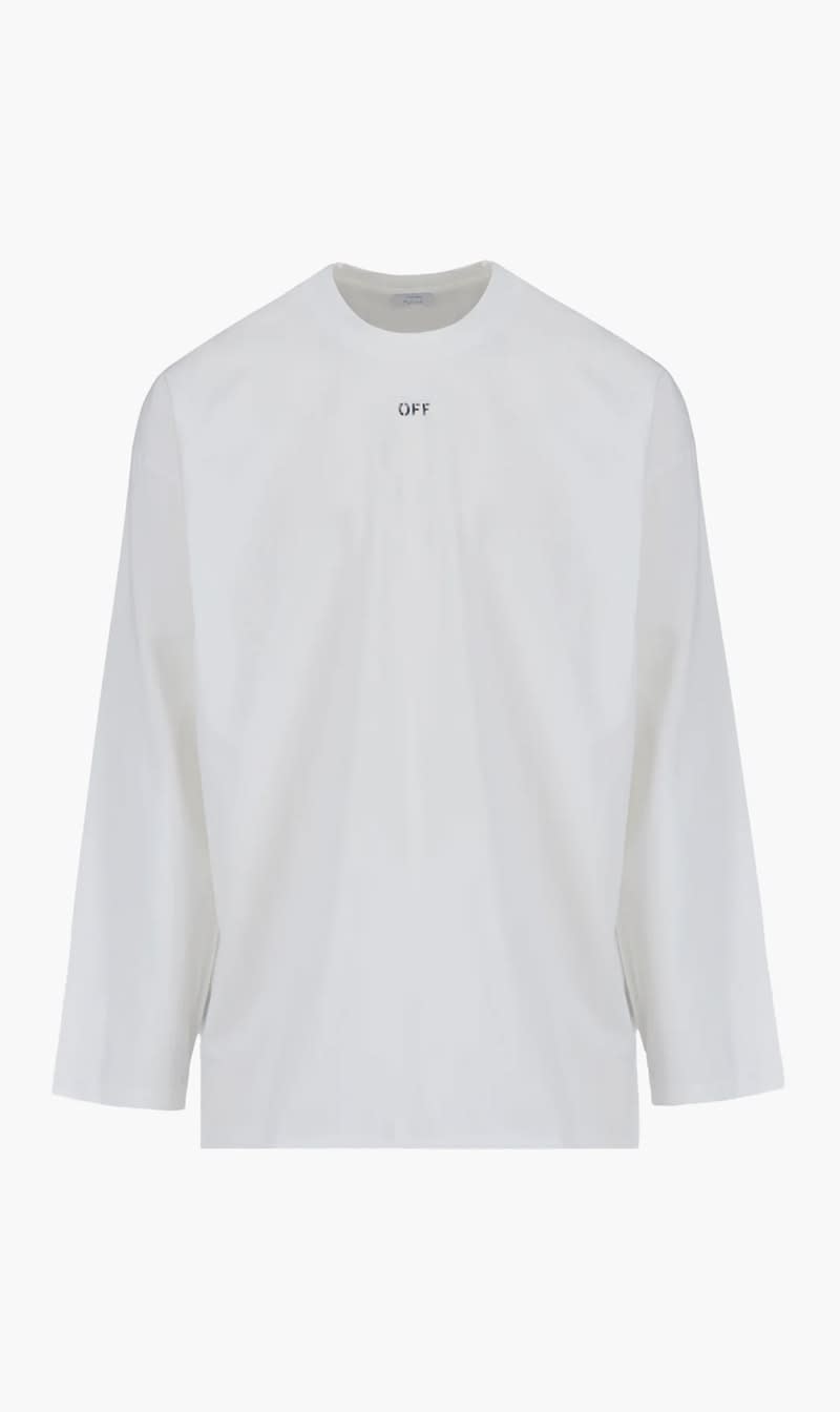 

Off-white White Off Stamp Wide Ls Tee White Black for Men | The Deal Outlet