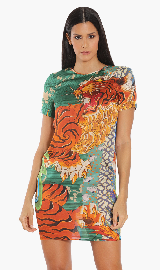

Dsquared2 Tiger Print Silk Dress