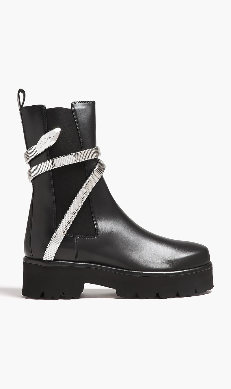 

Rene Caovilla Black Black Calfnikel Metal Snake for Women | The Deal Outlet