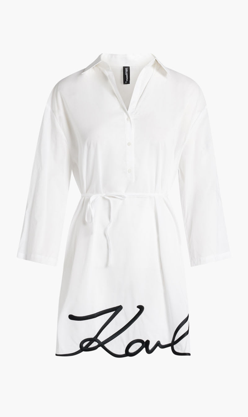 

Karl Lagerfeld White Karl Dna Signature Beach Dress for Women | The Deal Outlet