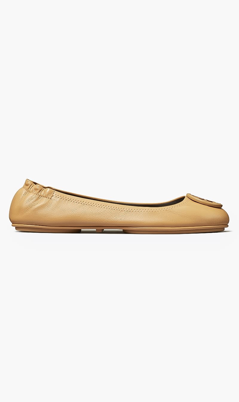 

Tory Burch Brown Minnie Travel Ballet With Leather Logo for Women | The Deal Outlet