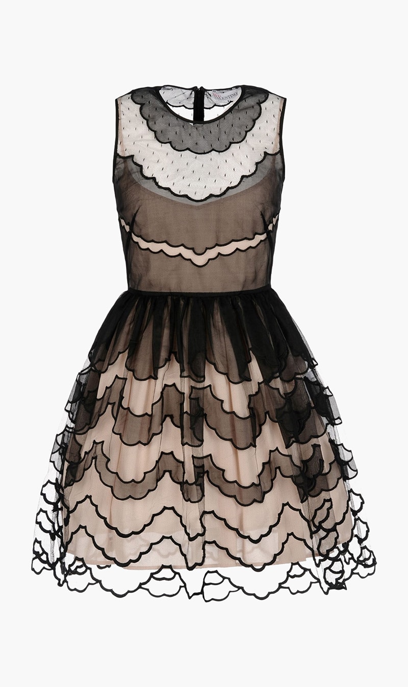 

Red Valentino Tulle And Organza Scalloped Dress