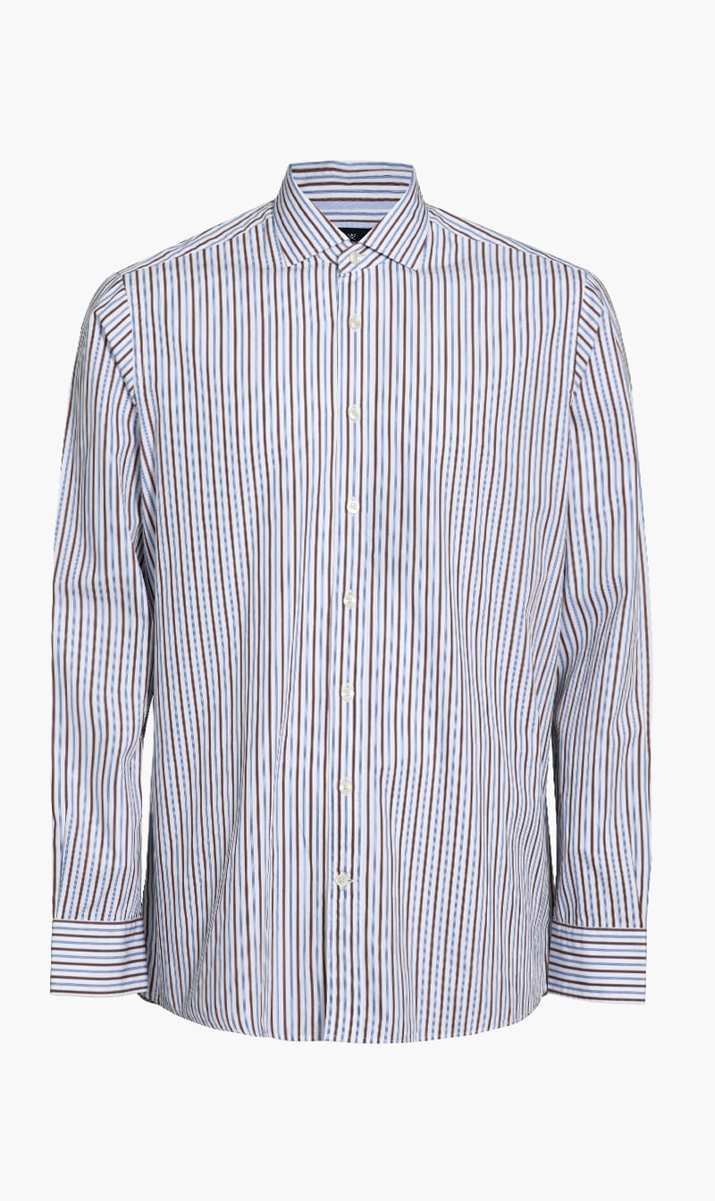 

Two Color Multi Stripe Classic Fit Shirt, Brown