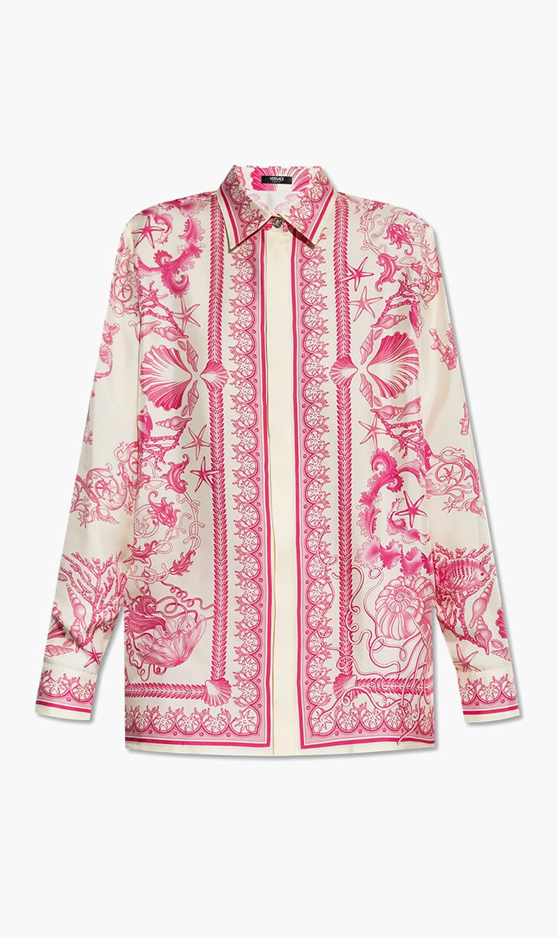 

Versace Pink formal Shirt Underwater Barocco Bicolour Foulard On Silk Twill for Women | The Deal Outlet