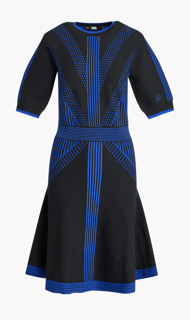 

Karl Lagerfeld Black 3/4 Sleeve Knit Dress for Women | The Deal Outlet