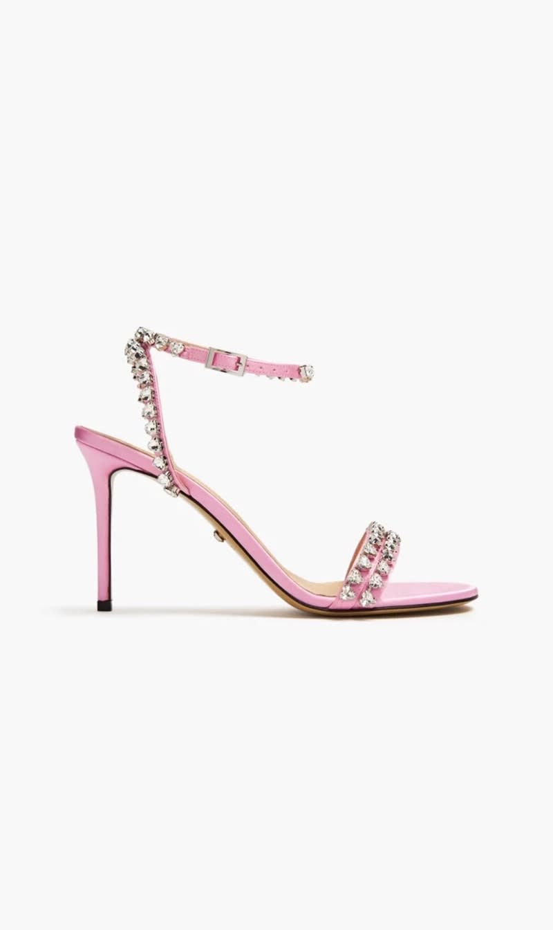 

Mach And Mach Pink Audrey Crystal Heart Sandals for Women | The Deal Outlet