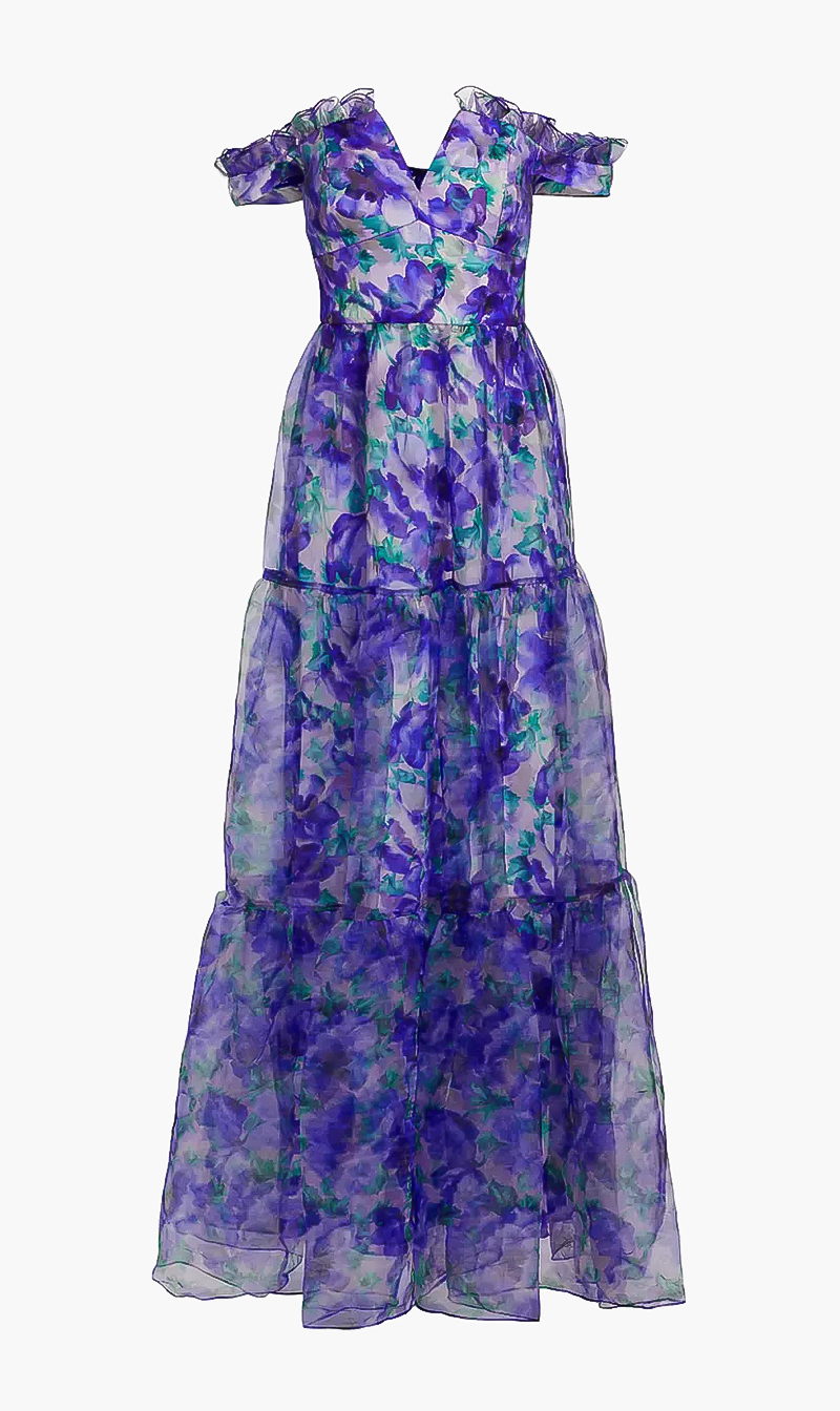 

Theia Blue Dionne Off Shoulder Gown for Women | The Deal Outlet