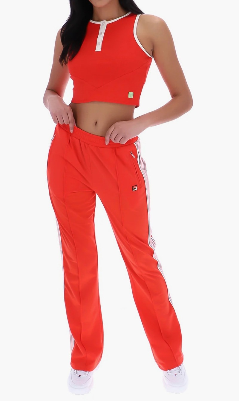 

Fila Red Track Pant With Flat Knit for Women | The Deal Outlet