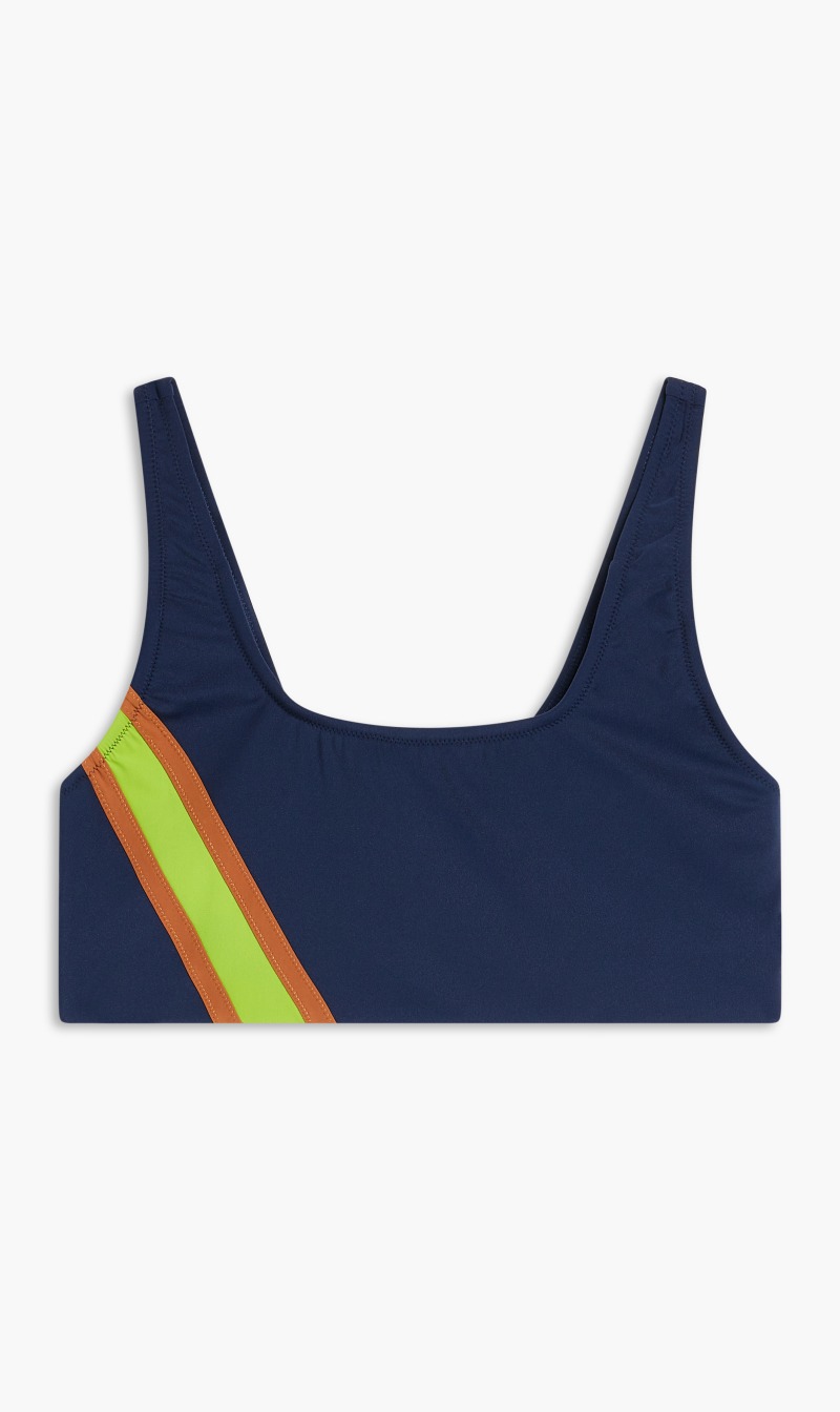 

Tory Burch Blue Tory Sport Sculpt Graphic Stripe Scoop Bra for Women | The Deal Outlet