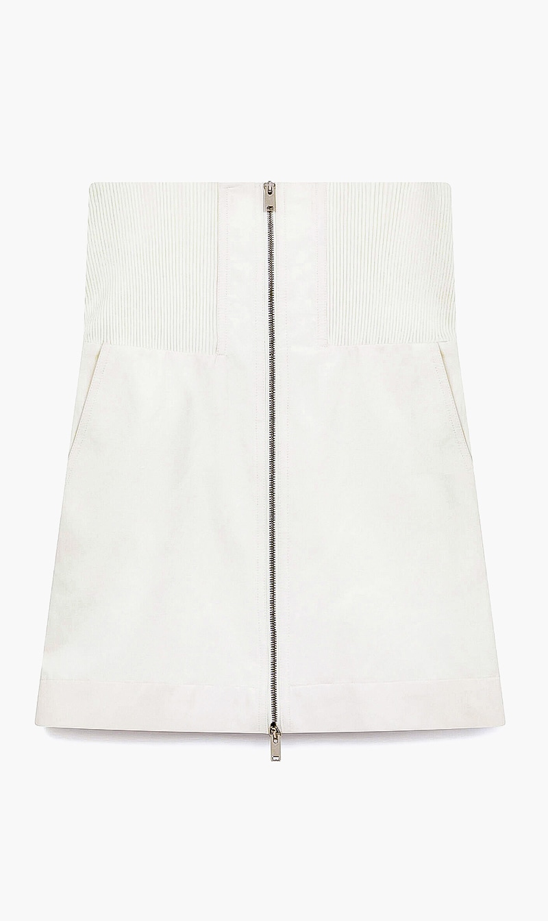

High Waist Elasticated Skirt, White