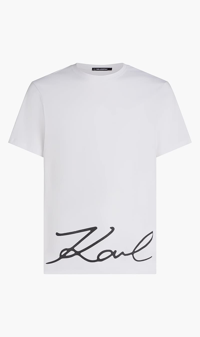 

Karl Lagerfeld White Signature Edge T Shirt for Men | The Deal Outlet
