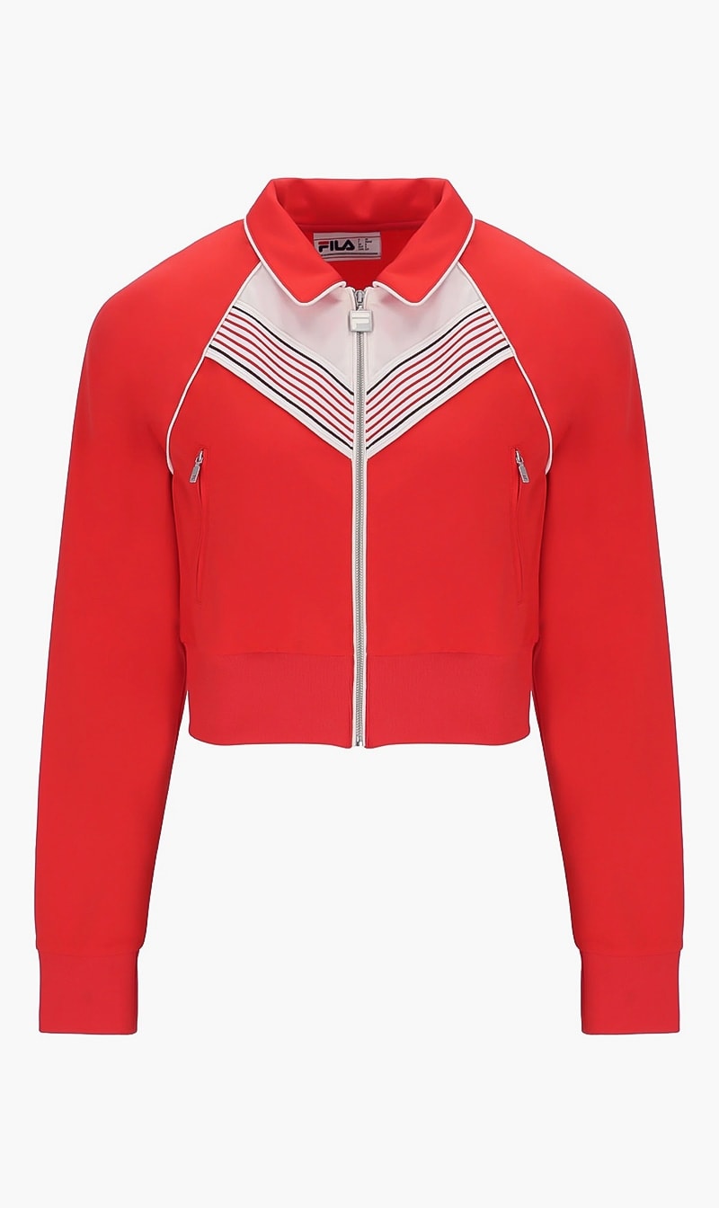 

Fila Red Track Jacket With Flat Knit for Women | The Deal Outlet