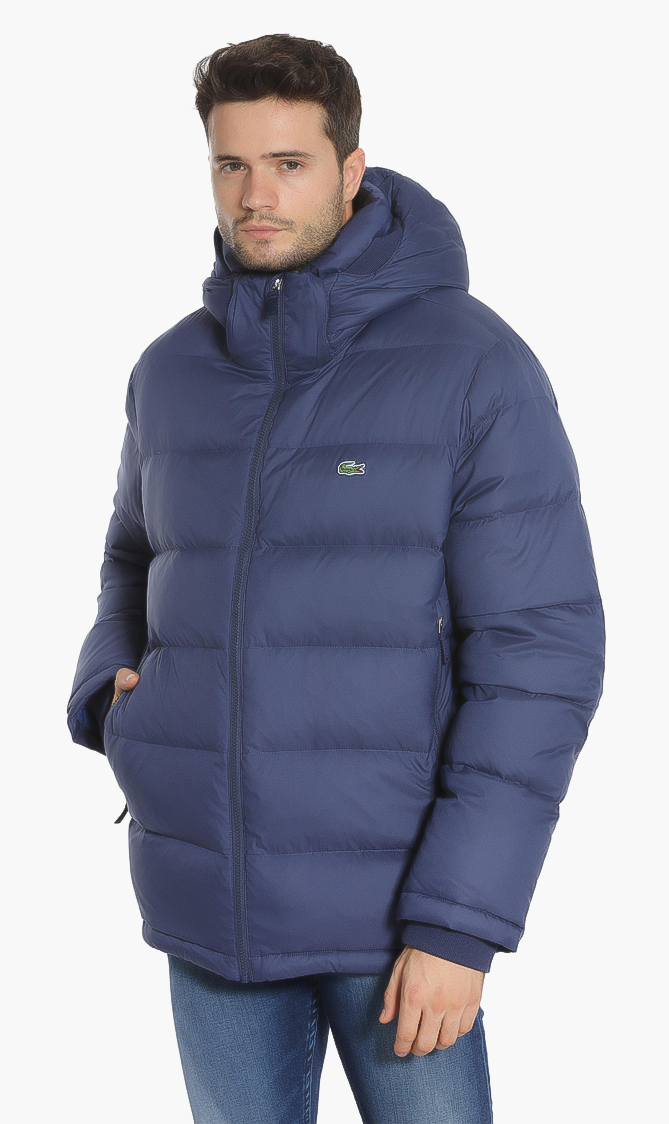 

Lacoste Water-resistant Quilted Hooded Jacket