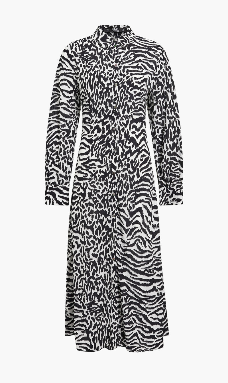

Karl Lagerfeld White Kl Animal Print Shirt Dress for Women | The Deal Outlet