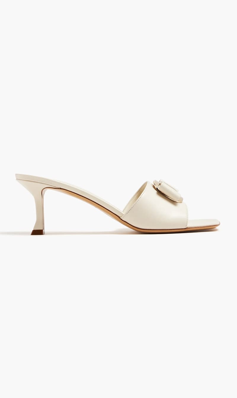 

Salvatore Ferragamo White Zelie Mules for Women | The Deal Outlet